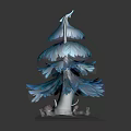 Blue Tree Plant With Layered Feathery Leaves And Unique Artistic Design