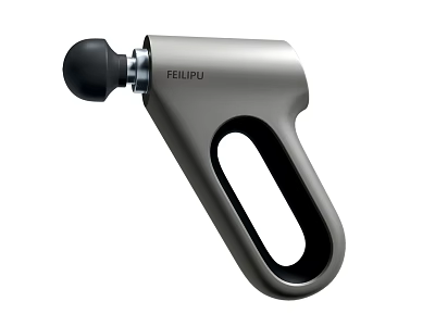 FEILIPU Silver Gray Massage Gun With Black Head And Hole Handle Design 3d model