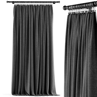 Black Curtains For Home Decor With Velvet And Mesh Textured Styles 3d model