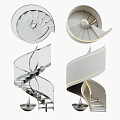 Modern Spiral Staircase Interior With Glass Railing Metal Structure And Lighting