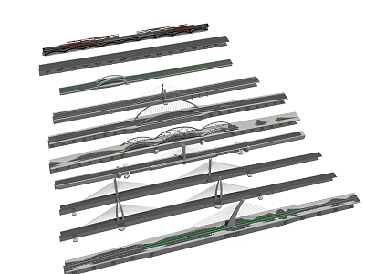 Various Bridge Models With Different Structural Designs Including Cable Stayed And Arch Structures 3d model