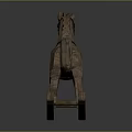 Classic Wooden Rocking Horse With Black Saddle And Natural Wood Rocking Base