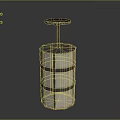 Modern Minimalist Cylindrical Pedestal With White Panels Black Bands And Circular Top