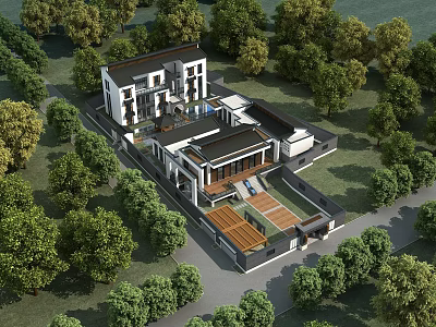 Modern Open Concept Kitchen Interior With Island Counter And Modern Appliances 3d model