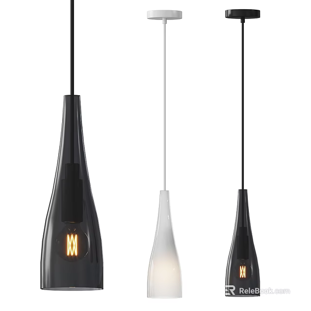 Modern Bottle Shaped Pendant Lights With Black And White Design Hanging Illuminated 3d model 