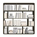 Organized Wooden Bookshelf Filled With Various Sized Stacked Books And Magazines