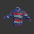 Stylish Red And Gray Striped Sweater With Long Sleeves Turtleneck