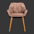 Pink Tufted Fabric Single Sofa With Elegant Wooden Legs Design