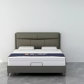 Modern Minimalist Double Bed With Dark Gray Headboard And Duke Mattress On Gray Floor