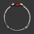 Silver Ring With Red Gemstone And Small Diamonds On Twisted Metal Band
