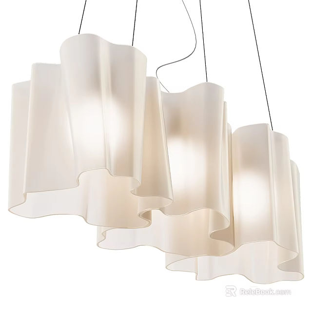 Stylish Modern White Ruffled Chandelier with Soft Lighting for Interior Decoration 3d model