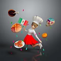 Game Movie Character Chef With Mexican Flag Skeleton Decoration Pizza Chili Pepper And Confetti