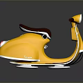 Vintage Yellow Motorcycle Scooter with Brown Seat and Silver Accents