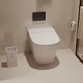 Modern Smart Toilet White Design With Wall Panel Trash Bin And Holder