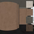 Curved Brown And Square Beige Gray Wall Panels In Modern Interior With Natural Light