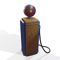 Vintage Blue And Orange Fuel Pump With Red Dome Top And Fuel Hose