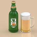 Refreshing Green Beer Bottle With Foamy Beer Mug For St Patrick's Day Celebration