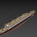 Vintage Cruise Ship Model With Four Funnels And Classic Hull Structure