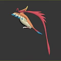 Vibrant Flying Bird With Yellow Pink Feathers Blue Orange Wings And Long Tail
