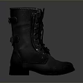 Durable Black Leather Boots With Zipper And Shoelace Design For Daily Life Use
