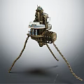 Antique Mechanical Device Featuring Tripod Stand Metal Parts Circular Platform And Chains