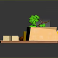 Decorative Ornament Set With Wooden Tray Various Shaped Cheese Blocks Knife Grapes And Bowl