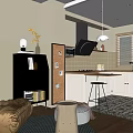 Modern Living And Dining Room Interior With Sofa Dining Table Stylish Lighting And Decor