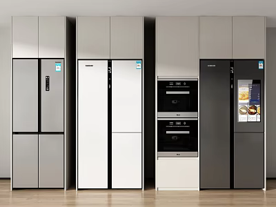 Modern Double Door Refrigerators And Freezers In Sleek Black White And Silver Designs 3d model