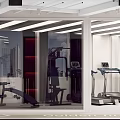 Modern Fitness Gym Interior With Treadmills Workout Equipment And Large Windows