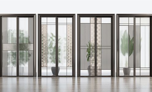 Modern sliding door aluminum alloy glass sliding door 3d model