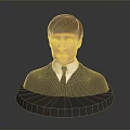 Realistic 3D Male Character Head Portrait Wearing Suit With Base Stand
