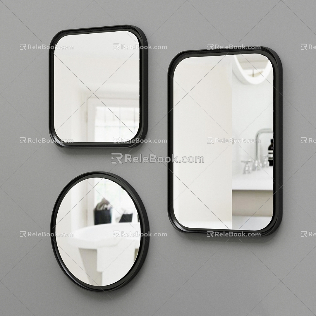 Modern mirror agate memory mirror Tondo led 3d model