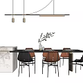 Modern Dining Table and Chair Combination Simple Nakajima Bar Table and Chair 3d model