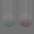 Modern Spherical Chandelier with Crystal Hanging Elements Illuminated Against Black Background 3d model