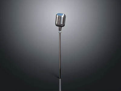 Vintage Headphone Speaker With Silver Metallic Frame Blue Accent And Dark Background Reflection 3d model