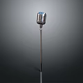 Vintage Headphone Speaker With Silver Metallic Frame Blue Accent And Dark Background Reflection