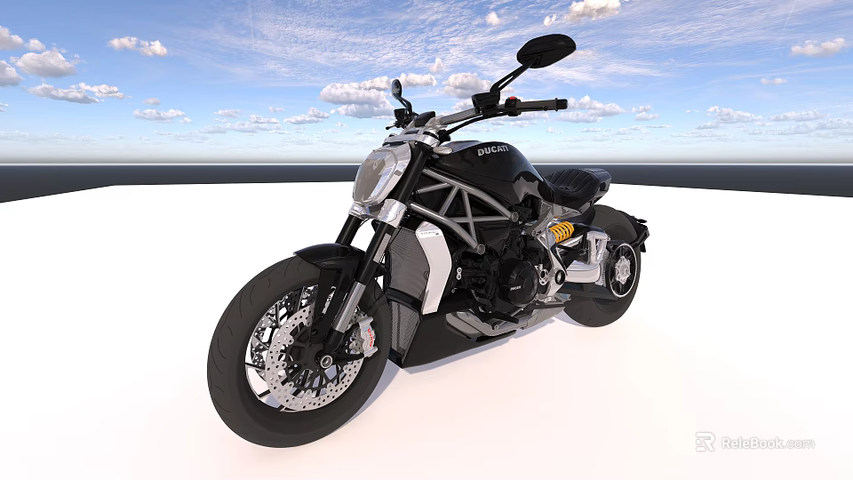 Modern Black And White Motorcycle With Sleek Design Stylish Frame And Comfortable Seat 3d model 