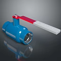 Blue Industrial Ball Valve With Red Handle And Metal Body Structure