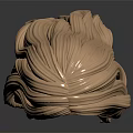 3D Head Model With Golden Wavy Long Hair And Shiny Texture On Dark Background