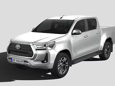 Silver Toyota Pickup Truck Double Cab Modern Design With Alloy Wheels And Front Grille 3d model