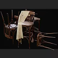 Rustic Wooden Bar Stools With Classic Design And Curved Leg Structure 3d model