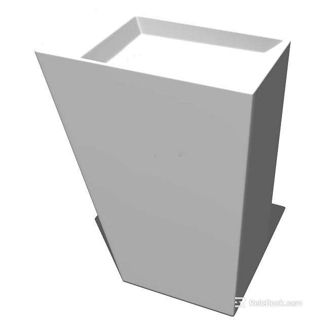 Modern Pedestal Washbasin Design With Sleek Gray Finish And Simple Structure 3d model 