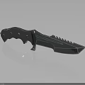 Tactical Knife With Serrated Blade And Multi Color Handle On Reflective Surface 3d model