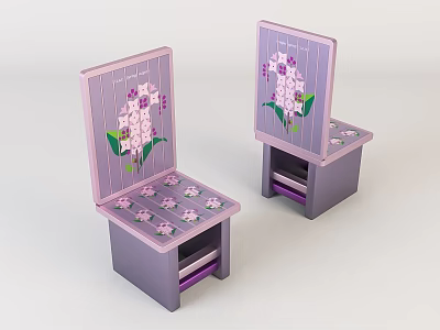 Modern Children's Chair Children's Cartoon Wooden Stool 3d model