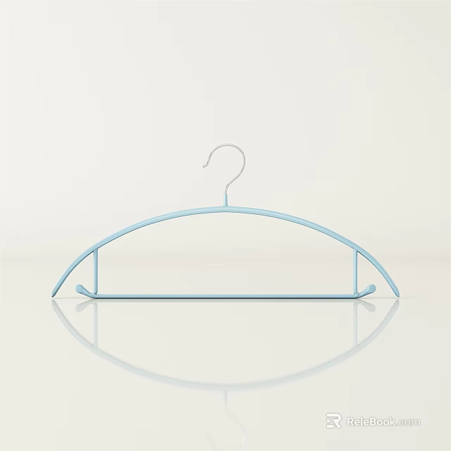 Light Blue Plastic Hanger With Curved Shoulder Design And Hook On White Background 3d model 