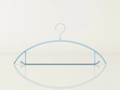 Light Blue Plastic Hanger With Curved Shoulder Design And Hook On White Background 3d model