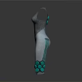Stylish Sleeveless Gray Jumpsuit With Green Flower Decorations On Leg Cuffs