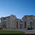 Modern Traditional School Building Complex With Connected Structures Round Design Greenery And Campus Plaza 3d model
