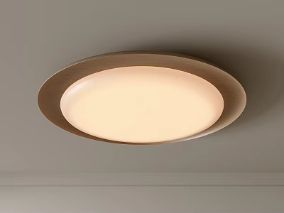 Round Wooden Frame Ceiling Light with Soft Illumination for Modern Spaces 3d model
