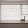 White Window Blinds in Modern Interior with Cat Figurine on Windowsill 3d model